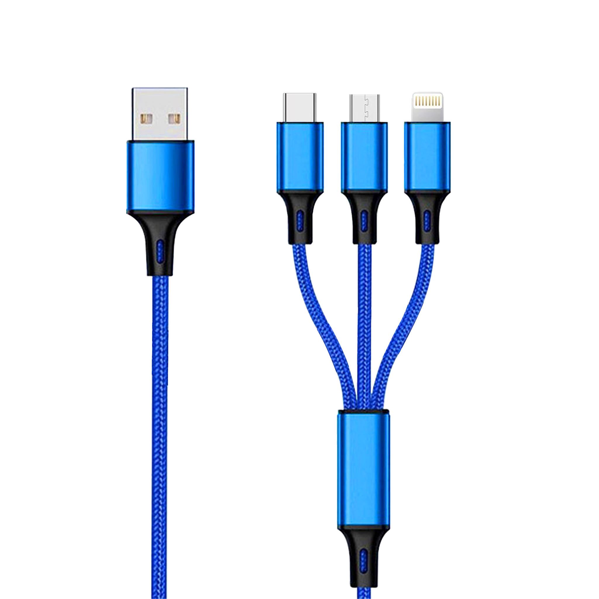 Bild von 3 in 1 USB Ladekabel - blau - 150cm